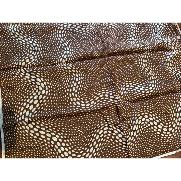 Nice Scarf Satin Acetate Vintage Japan Brown Gold cream Print Square - Picture 6 of 9